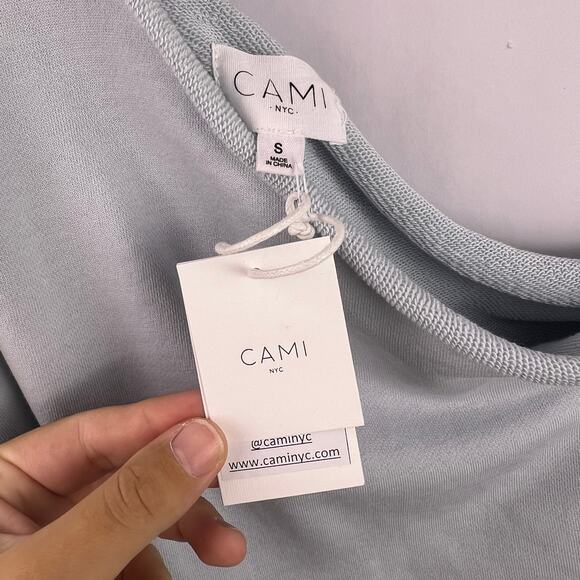 CAMI NYC Beck Top, Glacier Blue, 100% Cotton, One Shoulder Puff Sleeve - Picture 9 of 10